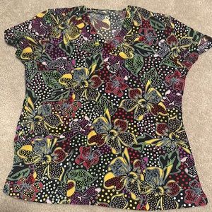 Gt performance scrub top scrubs size large flowers tropical like new